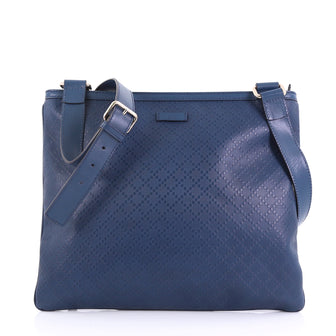 Gucci Crossbody Bag Diamante Leather Large Blue 3971124