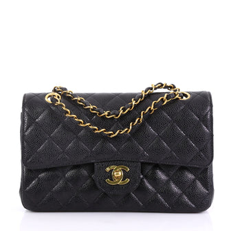 Chanel Vintage Classic Double Flap Bag Quilted Caviar Small Black 3971126