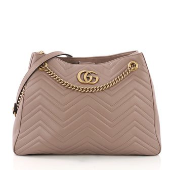 Gucci GG Marmont Chain Shoulder Bag Matelasse Leather Neutral 3971130