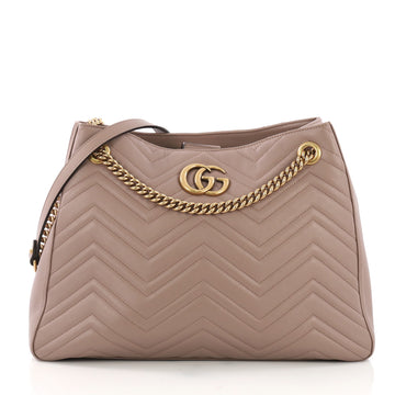 Gucci GG Marmont Chain Shoulder Bag Matelasse Leather Neutral 3971130