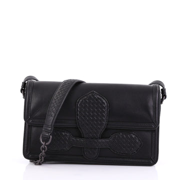 Bottega Veneta Rialto Shoulder Bag Leather with Intrecciato Black 3971133