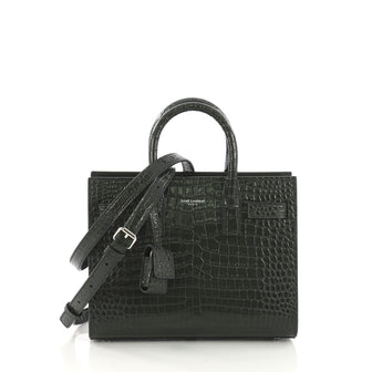Saint Laurent Sac de Jour NM Handbag Crocodile Embossed green 3971137