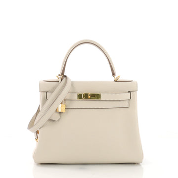 Hermes Kelly Handbag Light Clemence with Gold Hardware 28 3971146