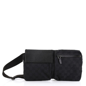 Gucci Vintage Double Belt Bag GG Canvas Black 3971154