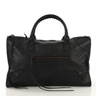 Balenciaga Work Classic Studs Handbag Leather Black