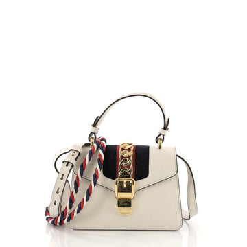 Gucci Sylvie Top Handle Bag Leather Mini White 397117