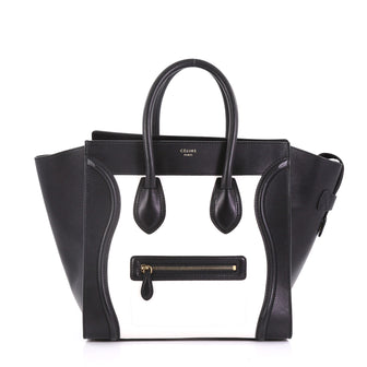 Celine Bicolor Luggage Handbag Leather Mini Black 397119