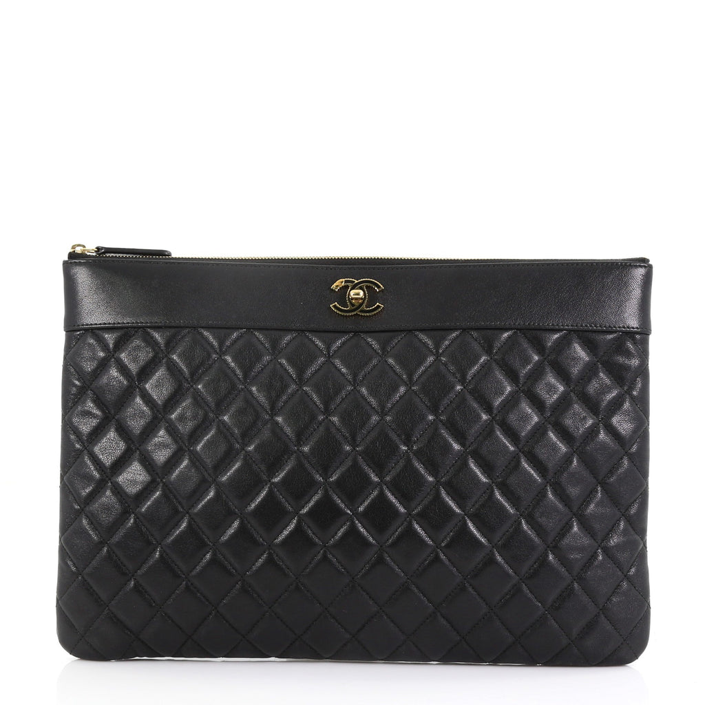 Chanel Mademoiselle Vintage O Case Clutch Quilted Sheepskin Large -  ShopStyle