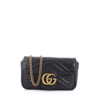 Gucci GG Marmont Flap Bag Matelasse Leather Super Mini Black 3973902