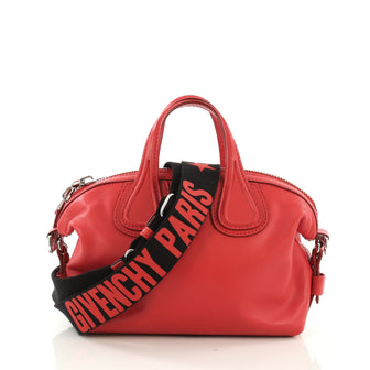 Givenchy Nightingale Satchel Waxed Leather Mini Red 397421