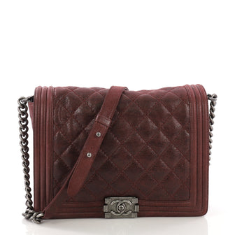Chanel Boy Flap Bag Quilted Gentle Goatskin New Medium Red 397441