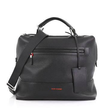 Christian Dior Homme Duffle Bag Leather Large Black 397473