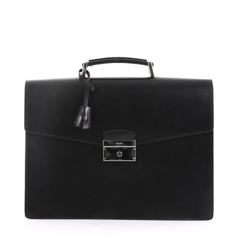 Prada Squeeze Lock Briefcase Leather Black 397481