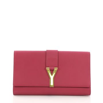Saint Laurent Chyc Clutch Leather Pink 397491