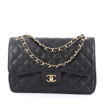 Chanel Classic Double Flap Bag Quilted Caviar Jumbo Black 397531