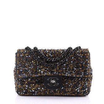 Flap Bag Strass Embellished Suede Small