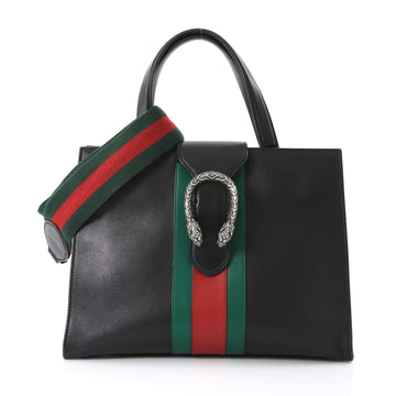 Gucci Web Dionysus Top Handle Bag Leather Medium Black 397591