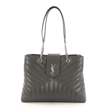 Saint Laurent LouLou Tote Matelasse Chevron Leather Large Gray 3976301