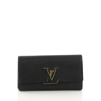 Louis Vuitton Capucines Wallet Leather Black 397851