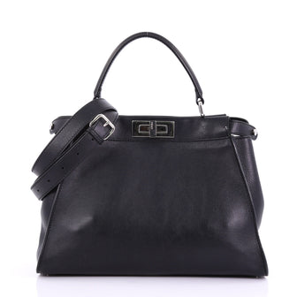 Fendi Peekaboo Monster Handbag Calfskin and Python Regular Black 3978912