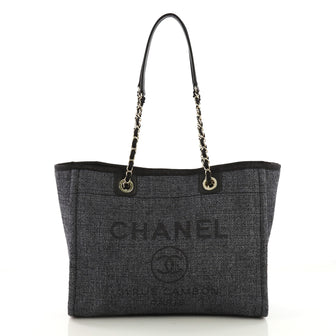Chanel Deauville Chain Tote Raffia Small Blue 3978920