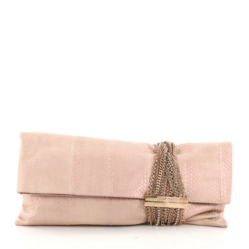 Jimmy Choo Chandra Chain Clutch Snakeskin Pink 398071