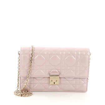Christian Dior Miss Dior Promenade Wallet on Chain Cannage Quilt Iridescent Leather Large Pink 398132