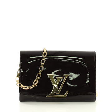 Louis Vuitton Chain Louise Clutch Patent GM Purple 398401