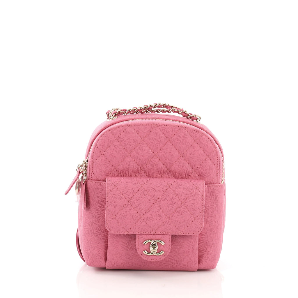 Chanel Pink Quilted Caviar Leather Small CC Day Backpack Bag - Yoogi's  Closet