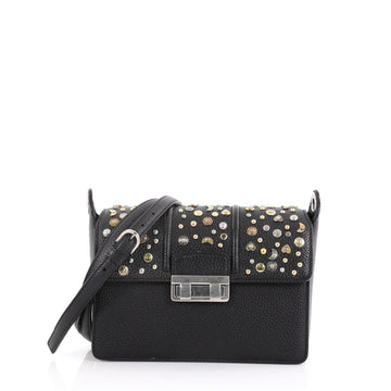 Lanvin Jiji Shoulder Bag Studded Leather Small Black 398511