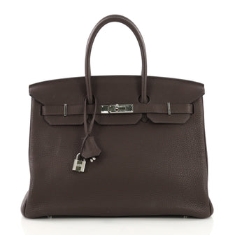 Hermes Birkin Handbag Brown Togo with Palladium Hardware 35 398543