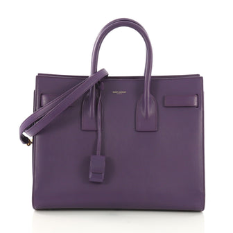 Saint Laurent Sac de Jour Handbag Leather Small Purple 398812