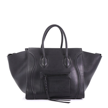 Celine Phantom Handbag Grainy Leather Medium Black 398942