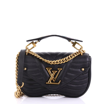 Louis Vuitton New Wave Chain Bag Quilted Leather PM Black 398961