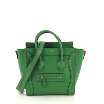 Celine Luggage Handbag Smooth Leather Nano Green 399062
