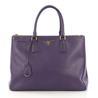 Prada Double Zip Lux Tote Saffiano Leather Medium Purple