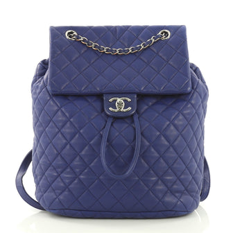 Chanel Urban Spirit Backpack Quilted Lambskin Large Blue 3991001