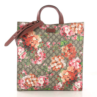Gucci Convertible Soft Open Tote Blooms Print GG Coated Canvas