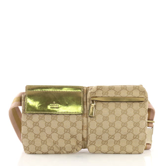 Gucci Vintage Double Belt Bag GG Canvas Neutral