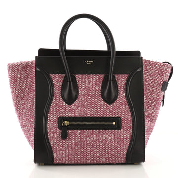 Celine Luggage Handbag Tweed Mini Purple