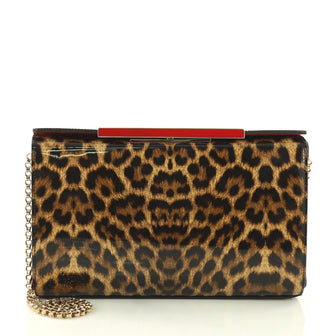 Christian Louboutin Vanite Clutch Printed Patent Small Brown