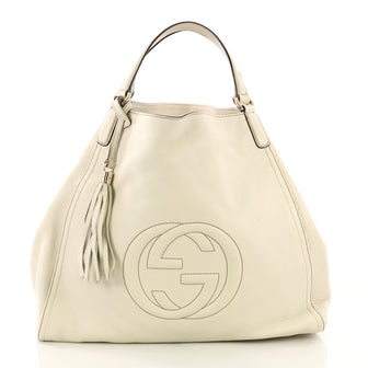Gucci Soho Shoulder Bag Leather Large White 399133