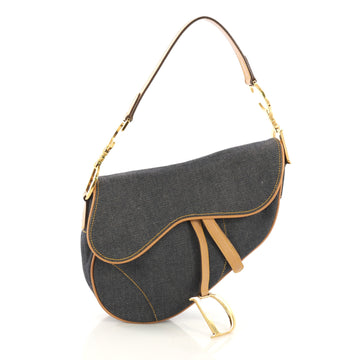 Christian Dior Vintage Saddle Bag Denim Medium Blue 399671