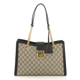 Gucci Padlock Chain Tote GG Coated Canvas Medium Brown