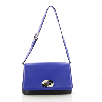 Bvlgari Icona Shoulder Bag Leather Medium Blue 399781