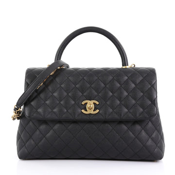 Chanel Coco Top Handle Bag Quilted Caviar Medium Black 399831