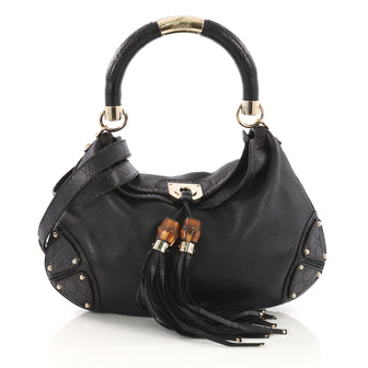Gucci Indy Hobo Leather Medium Black