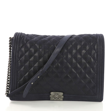 Chanel Boy Flap Bag Quilted Gentle Goatskin XL Blue 399941
