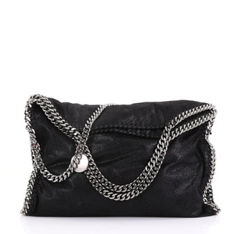 Stella McCartney Falabella Fold Over Bag Shaggy Deer Black 400111
