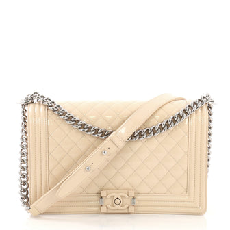 Chanel Boy Flap Bag Quilted Plexiglass Patent New Medium Neutral